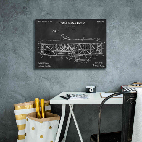 'Wright Bros. Flying Machine Blueprint Patent Chalkboard' Canvas Wall Art,26 x 18