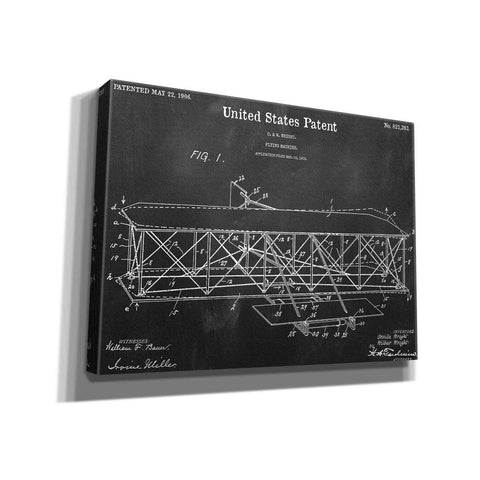 Image of 'Wright Bros. Flying Machine Blueprint Patent Chalkboard' Canvas Wall Art,16x12x1.1x0,26x18x1.1x0,34x26x1.74x0,54x40x1.74x0