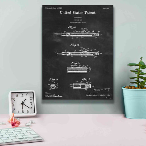 Image of 'Fountain Pen Blueprint Patent Chalkboard,' Canvas Wall Art,12 x 16