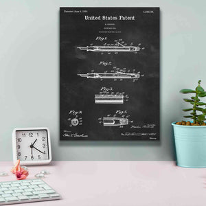 'Fountain Pen Blueprint Patent Chalkboard,' Canvas Wall Art,12 x 16