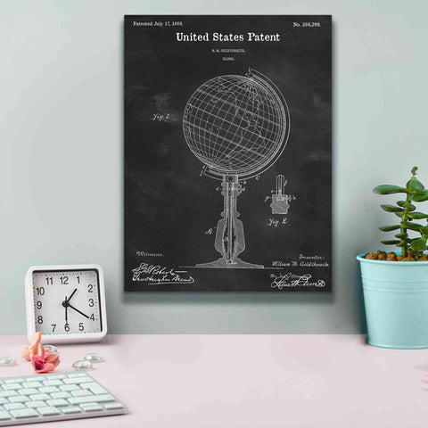 Image of 'globe Blueprint Patent Chalkboard,' Canvas Wall Art,12 x 16