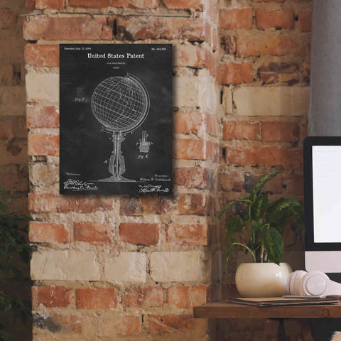 Image of 'globe Blueprint Patent Chalkboard,' Canvas Wall Art,12 x 16