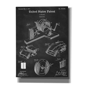 'Gramophone, 1887 Blueprint Patent Chalkboard,' Canvas Wall Art,12x16x1.1x0,18x26x1.1x0,26x34x1.74x0,40x54x1.74x0