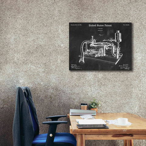 Image of 'Gramophone, 1895 Blueprint Patent Chalkboard,' Canvas Wall Art,34 x 26