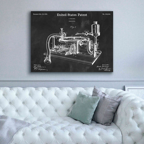 Image of 'Gramophone, 1895 Blueprint Patent Chalkboard,' Canvas Wall Art,54 x 40