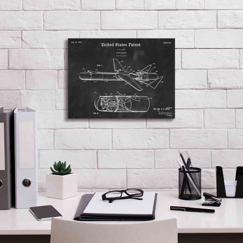 Image of 'Cold War Era Guided Missile Blueprint Patent Chalkboard,' Canvas Wall Art,16 x 12