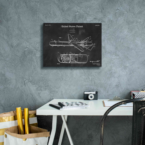 Image of 'Cold War Era Guided Missile Blueprint Patent Chalkboard,' Canvas Wall Art,16 x 12