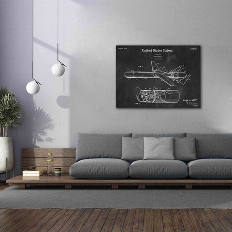 Image of 'Cold War Era Guided Missile Blueprint Patent Chalkboard,' Canvas Wall Art,54 x 40