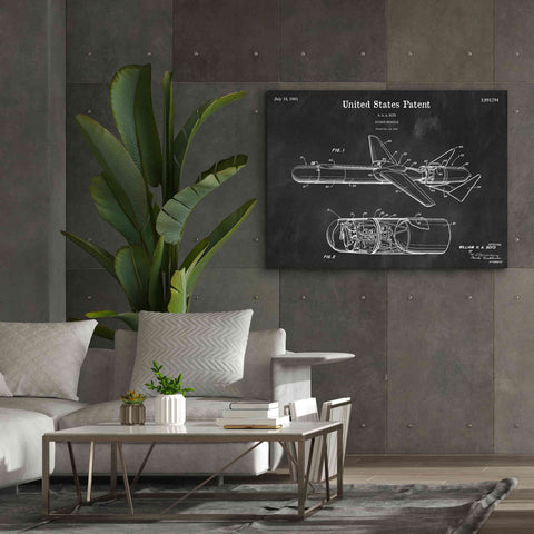 Image of 'Cold War Era Guided Missile Blueprint Patent Chalkboard,' Canvas Wall Art,54 x 40