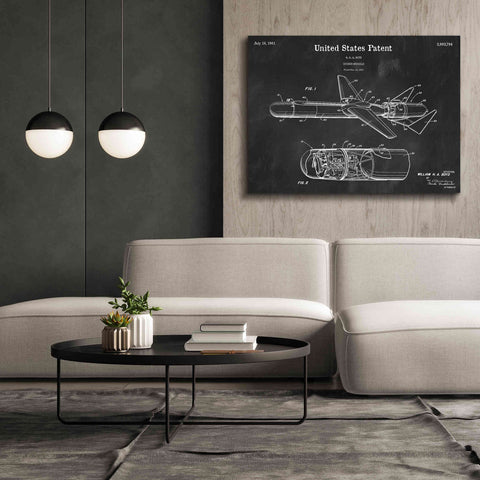 Image of 'Cold War Era Guided Missile Blueprint Patent Chalkboard,' Canvas Wall Art,54 x 40