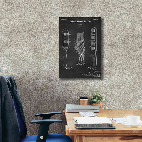Image of 'Hair Brush Blueprint Patent Chalkboard,' Canvas Wall Art,18 x 26