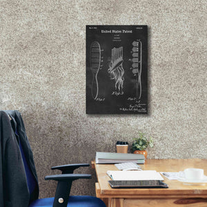 'Hair Brush Blueprint Patent Chalkboard,' Canvas Wall Art,18 x 26