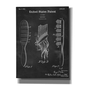 'Hair Brush Blueprint Patent Chalkboard,' Canvas Wall Art,12x16x1.1x0,18x26x1.1x0,26x34x1.74x0,40x54x1.74x0