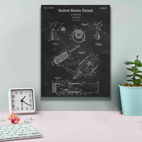 Image of 'Hair Curler Blueprint Patent Chalkboard,' Canvas Wall Art,12 x 16