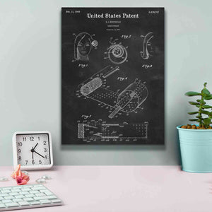 'Hair Curler Blueprint Patent Chalkboard,' Canvas Wall Art,12 x 16
