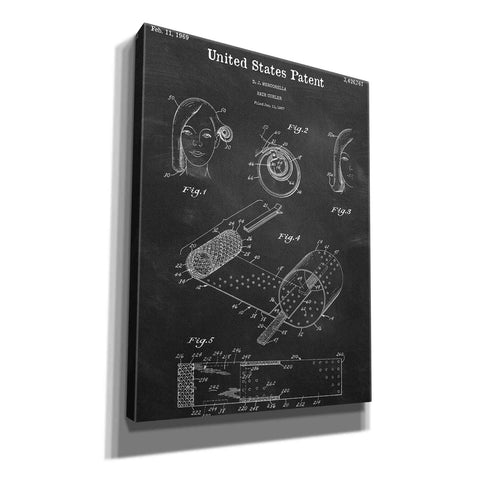 Image of 'Hair Curler Blueprint Patent Chalkboard,' Canvas Wall Art,12x16x1.1x0,18x26x1.1x0,26x34x1.74x0,40x54x1.74x0