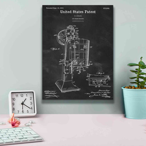 Image of 'Ice Cream Machine Blueprint Patent Chalkboard,' Canvas Wall Art,12 x 16