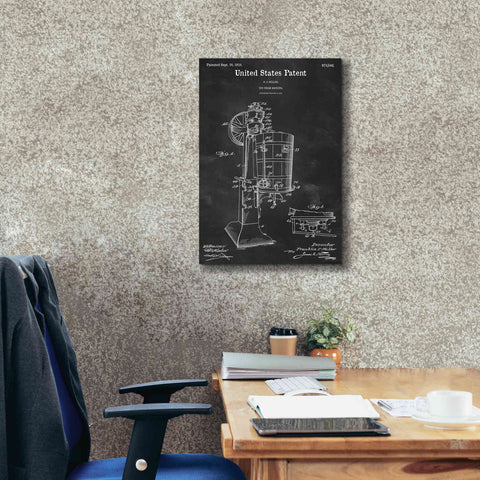Image of 'Ice Cream Machine Blueprint Patent Chalkboard,' Canvas Wall Art,18 x 26