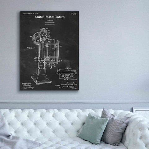 Image of 'Ice Cream Machine Blueprint Patent Chalkboard,' Canvas Wall Art,40 x 54