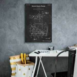 'Integrated Circuit Blueprint Patent Chalkboard,' Canvas Wall Art,18 x 26
