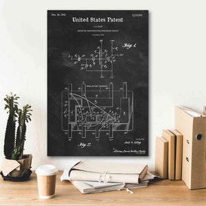 'Integrated Circuit Blueprint Patent Chalkboard,' Canvas Wall Art,18 x 26