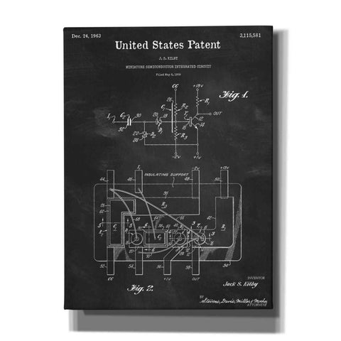 Image of 'Integrated Circuit Blueprint Patent Chalkboard,' Canvas Wall Art,12x16x1.1x0,18x26x1.1x0,26x34x1.74x0,40x54x1.74x0
