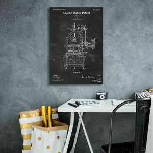 'Wine Press Blueprint Patent Chalkboard,' Canvas Wall Art,18 x 26