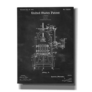 'Wine Press Blueprint Patent Chalkboard,' Canvas Wall Art,12x16x1.1x0,18x26x1.1x0,26x34x1.74x0,40x54x1.74x0