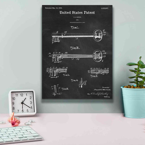 Image of 'Vintage Key Blueprint Patent Chalkboard,' Canvas Wall Art,12 x 16