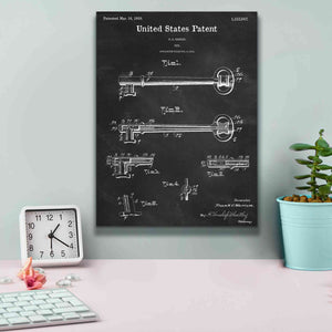 'Vintage Key Blueprint Patent Chalkboard,' Canvas Wall Art,12 x 16