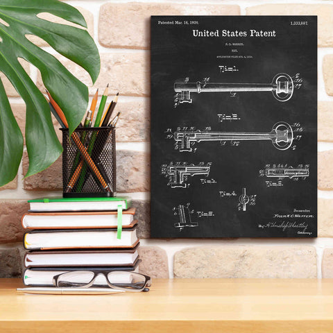 Image of 'Vintage Key Blueprint Patent Chalkboard,' Canvas Wall Art,12 x 16