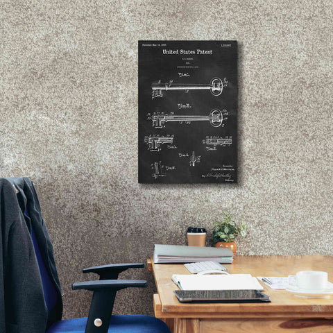 Image of 'Vintage Key Blueprint Patent Chalkboard,' Canvas Wall Art,18 x 26