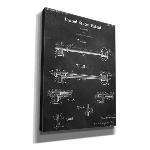 Image of 'Vintage Key Blueprint Patent Chalkboard,' Canvas Wall Art,12x16x1.1x0,18x26x1.1x0,26x34x1.74x0,40x54x1.74x0