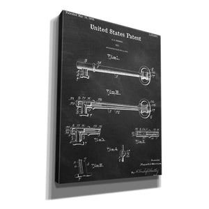 'Vintage Key Blueprint Patent Chalkboard,' Canvas Wall Art,12x16x1.1x0,18x26x1.1x0,26x34x1.74x0,40x54x1.74x0