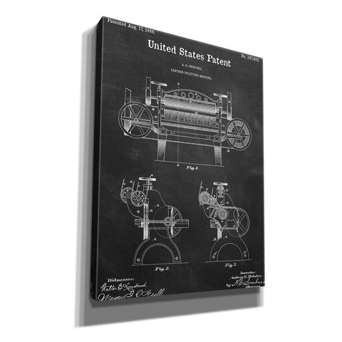 Image of 'Leather Splitting Machine Blueprint Patent Chalkboard,' Canvas Wall Art,12x16x1.1x0,18x26x1.1x0,26x34x1.74x0,40x54x1.74x0
