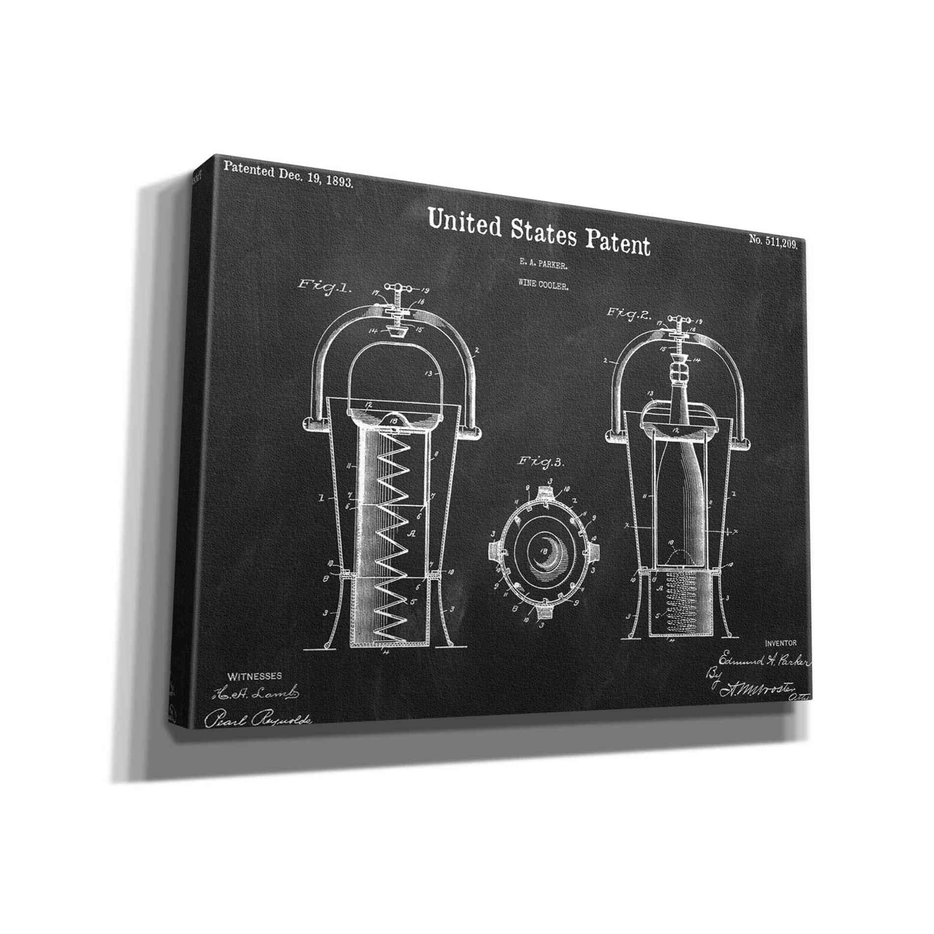 'Wine Cooler Blueprint Patent Chalkboard,' Canvas Wall Art,16x12x1.1x0,26x18x1.1x0,34x26x1.74x0,54x40x1.74x0