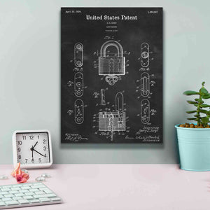 'Lock Blueprint Patent Chalkboard,' Canvas Wall Art,12 x 16