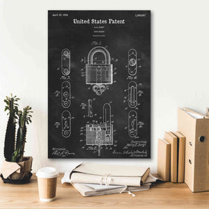 'Lock Blueprint Patent Chalkboard,' Canvas Wall Art,18 x 26