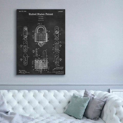 Image of 'Lock Blueprint Patent Chalkboard,' Canvas Wall Art,40 x 54
