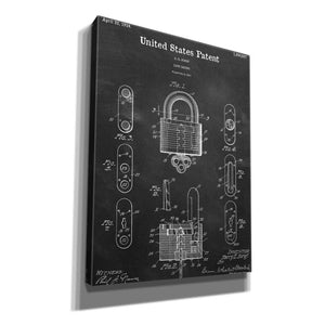 'Lock Blueprint Patent Chalkboard,' Canvas Wall Art,12x16x1.1x0,18x26x1.1x0,26x34x1.74x0,40x54x1.74x0