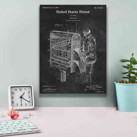 Image of 'Mailbox Blueprint Patent Chalkboard,' Canvas Wall Art,12 x 16