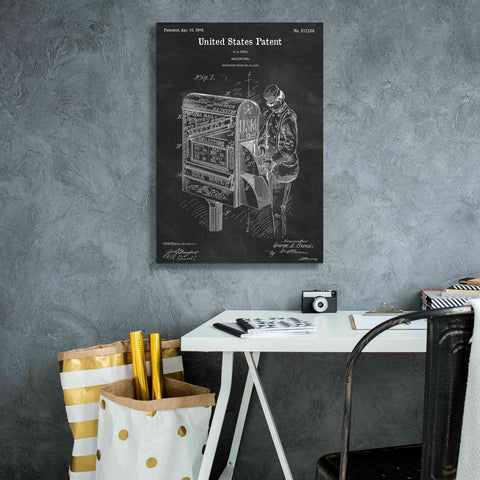 Image of 'Mailbox Blueprint Patent Chalkboard,' Canvas Wall Art,18 x 26