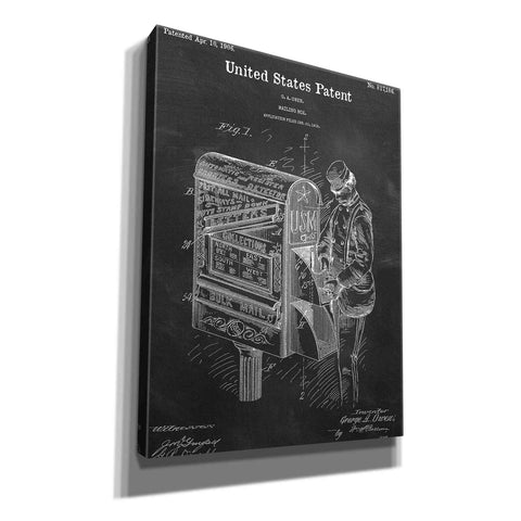 Image of 'Mailbox Blueprint Patent Chalkboard,' Canvas Wall Art,12x16x1.1x0,18x26x1.1x0,26x34x1.74x0,40x54x1.74x0