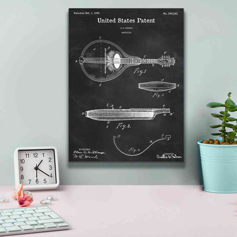 Image of 'Mandolin Blueprint Patent Chalkboard,' Canvas Wall Art,12 x 16