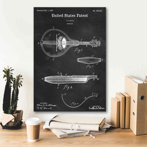 Image of 'Mandolin Blueprint Patent Chalkboard,' Canvas Wall Art,18 x 26