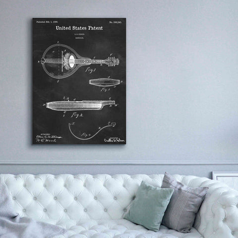 Image of 'Mandolin Blueprint Patent Chalkboard,' Canvas Wall Art,40 x 54