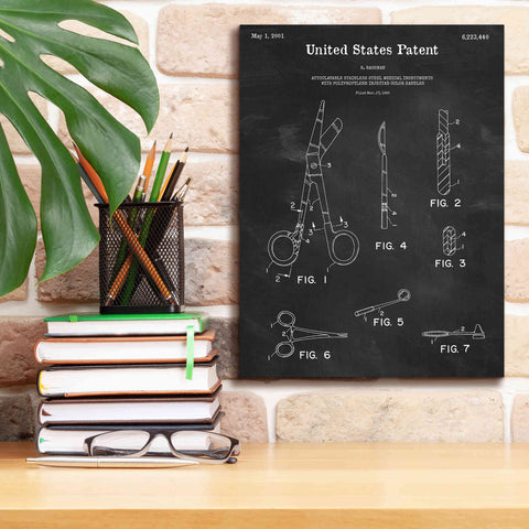 Image of 'Medical Instruments Blueprint Patent Chalkboard,' Canvas Wall Art,12 x 16