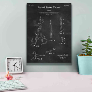 'Medical Instruments Blueprint Patent Chalkboard,' Canvas Wall Art,12 x 16