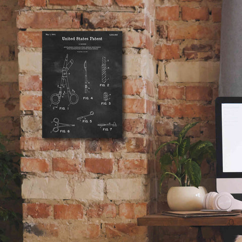 Image of 'Medical Instruments Blueprint Patent Chalkboard,' Canvas Wall Art,12 x 16