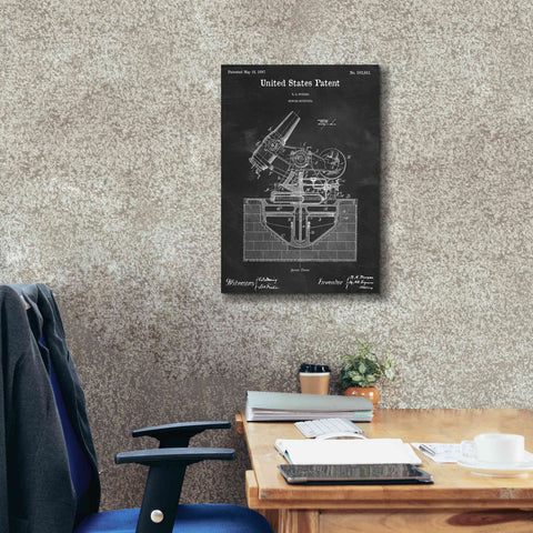 Image of 'Mortar Mounting Blueprint Patent Chalkboard,' Canvas Wall Art,18 x 26